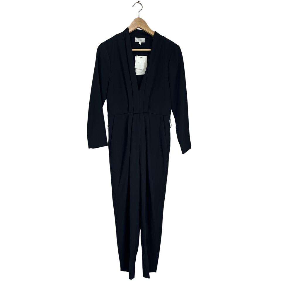 A.L.C Black Tie Waist Cropped Capsule Minimalist Office Jumpsuit Size 8 NWT
